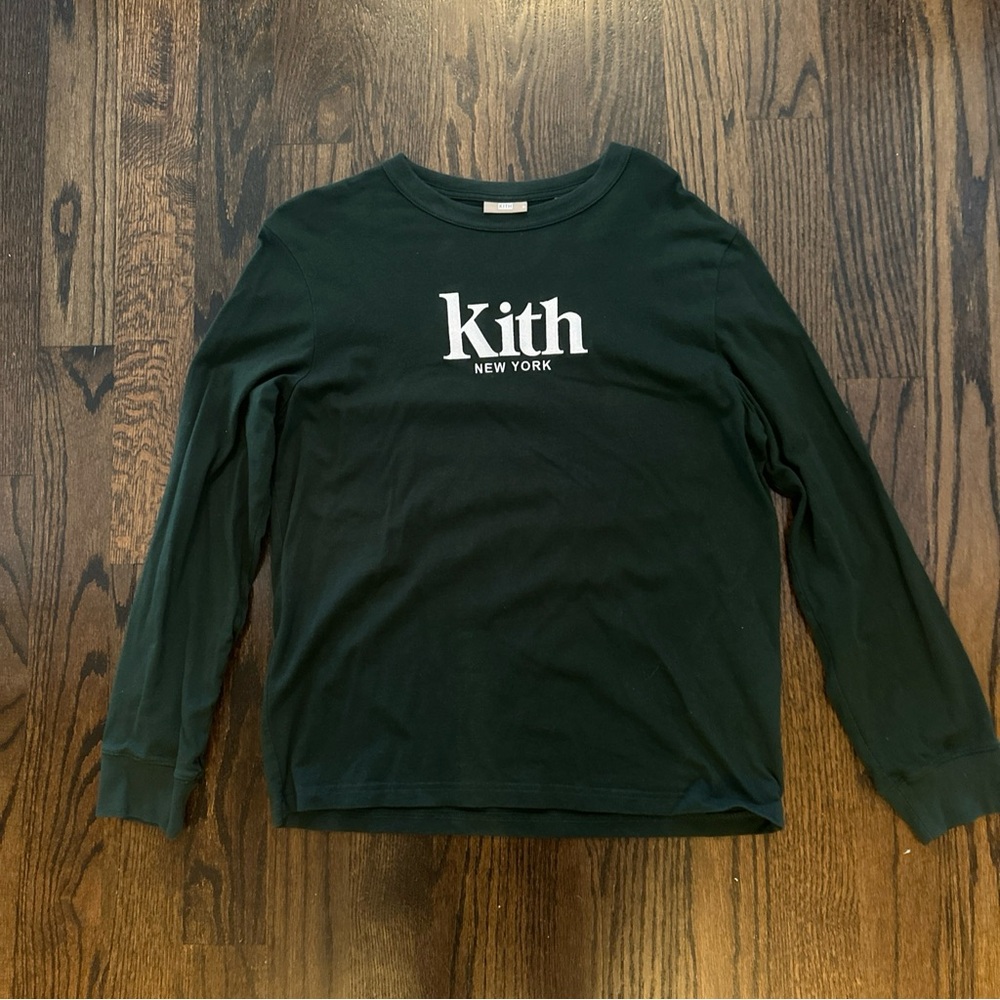 NEW WOMEN'S KITH NEW YORK SONOMA FOREST GREEN WHITE LONG SLEEVE SHIRT STADIUM  M